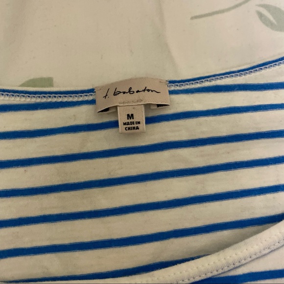 Babaton Blue & White Striped Half Sleeve Top - Size Medium - Picture 7 of 10
